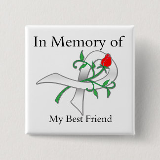 Badge Carré 5 Cm En mémoire de mon meilleur ami - Cancer du poumon
