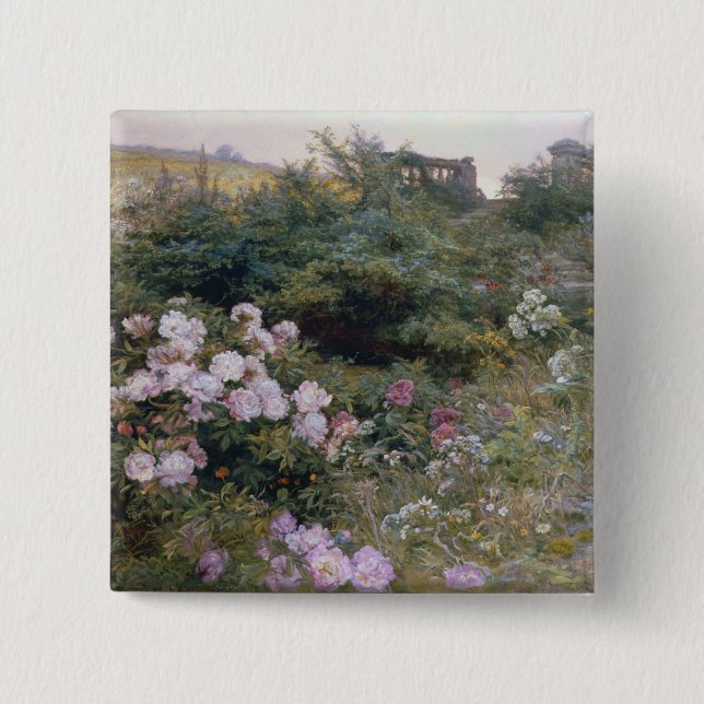 Badge Carré 5 Cm En pleine floraison (Devant)