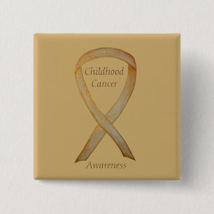 Badge Carré 5 Cm Enfance Cancer Angel Gold Sensibilisation Pins à r