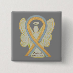 Badge Carré 5 Cm Enfance Cerveau Cancer Ange Sensibilisation Pins à