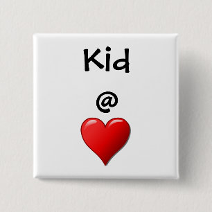 Badge Carré 5 Cm Enfant @ Coeur