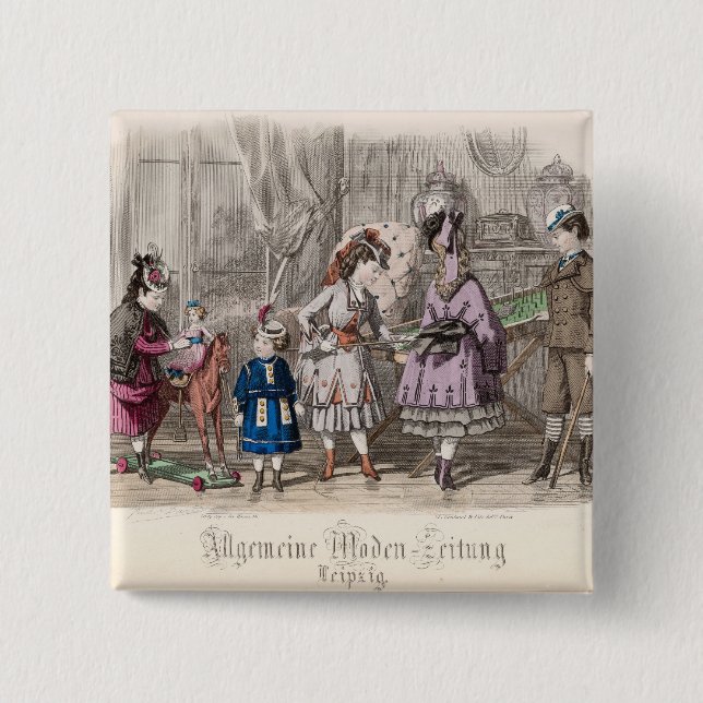 Badge Carré 5 Cm Enfants au jeu (Devant)