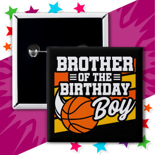 Badge Carré 5 Cm Enfants Basketball Fête Frère du Garçon d'annivers