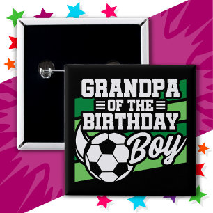 Badge Carré 5 Cm Enfants Football Fête Grand-père du Garçon d'anniv