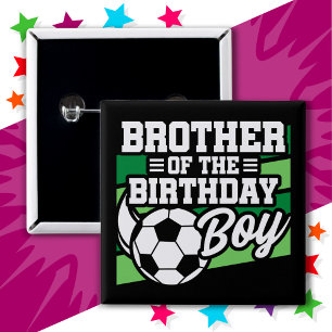 Badge Carré 5 Cm Enfants Football Football Party Frère de l'anniver