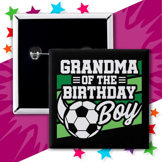 Badge Carré 5 Cm Enfants Football Party Grand-mère du garçon d'anni (Créateur téléchargé)