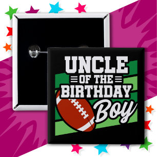 Badge Carré 5 Cm Enfants Football Party Oncle of the Birthday Boy