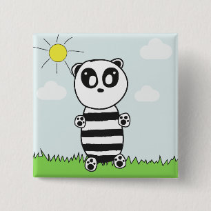 Badge Carré 5 Cm Enfants Panda 
