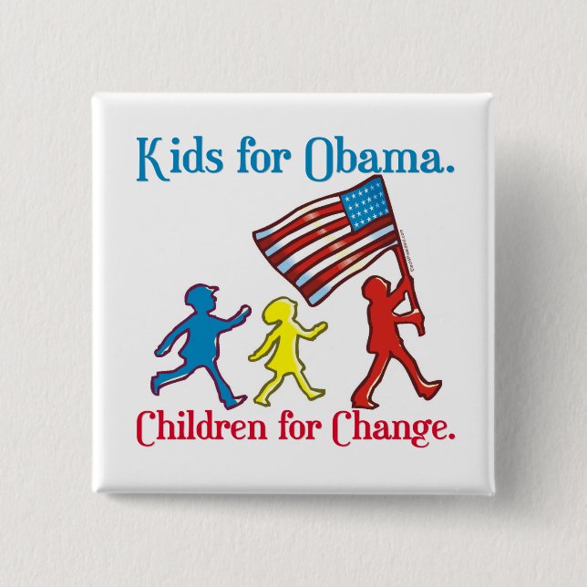 Badge Carré 5 Cm Enfants pour Obama (Devant)