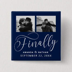 Badge Carré 5 Cm Enfin minimaliste Mariage 2 Photo Enregistrer la d