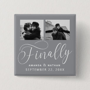 Badge Carré 5 Cm Enfin minimaliste Mariage 2 Photo Enregistrer la d