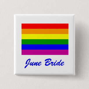 Badge Carré 5 Cm Enregistrer la date/Mariage/Gay pride Rainbow