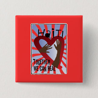 Badge Carré 5 Cm Ensemble nous pouvons guérir - l'appui Haïti