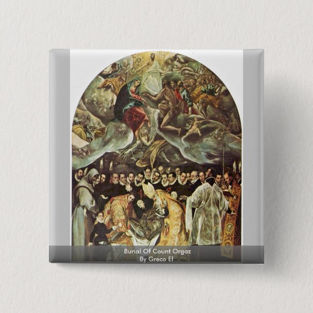 Badge Carré 5 Cm Enterrement de compte Orgaz par EL de Greco (Devant)