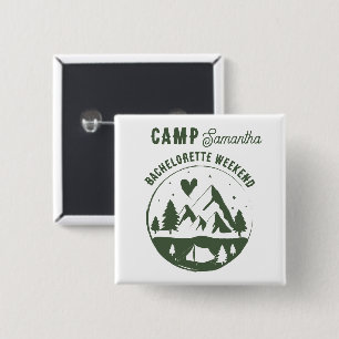 Badge Carré 5 Cm Enterrement de vie de jeune fille Camping Week-end