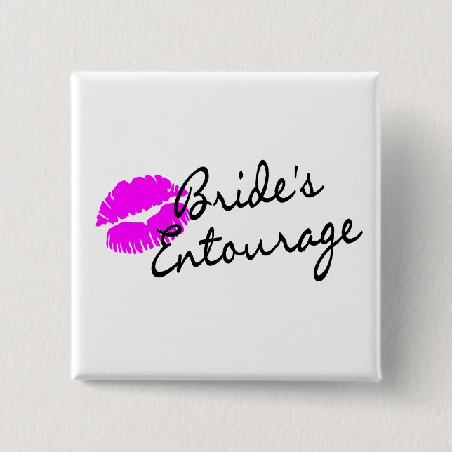 Badge Carré 5 Cm Entourage de jeunes mariées (baiser) (Devant)
