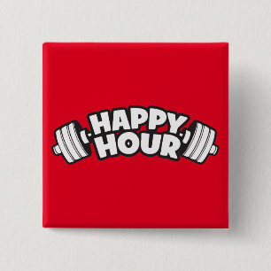 Badge Carré 5 Cm Entraînement - Happy Hour - Funny Gym Motivational