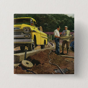 Badge Carré 5 Cm Entrepreneur vintage en construction d'architectes