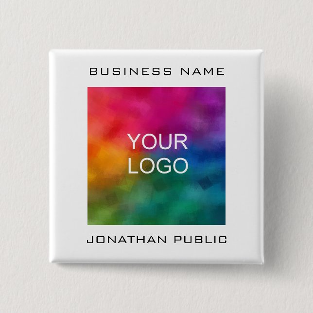 Badge Carré 5 Cm Entreprise Entreprise Logo Entreprise Modèle texte (Devant)