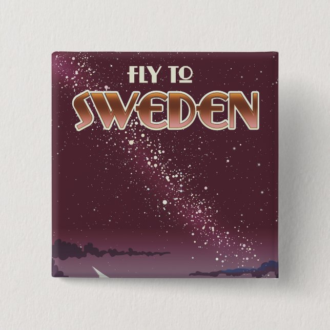Badge Carré 5 Cm Envolez-vous pour la Suède (Devant)