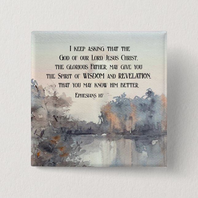 Badge Carré 5 Cm Éphésiens 1:17 Esprit de sagesse et de révélation (Devant)