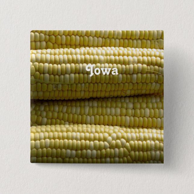 Badge Carré 5 Cm Épi de maïs de l'Iowa (Devant)