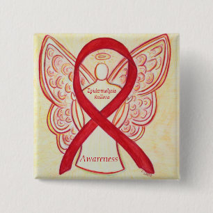 Badge Carré 5 Cm Epidermolyse Bullosa Sensibilisation Ruban Angel P