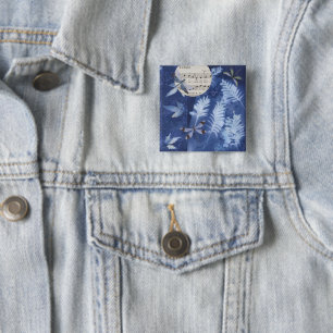 Badge Carré 5 Cm Épingle à revers Cyanotype de la Libellule de Dans
