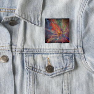 Badge Carré 5 Cm Épingle à revers en impression de feuille d'automn