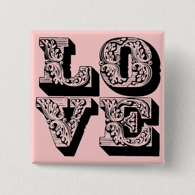 Badge Carré 5 Cm Épingle d'amour rose (Devant)