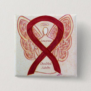 Badge Carré 5 Cm Épingle d'art en ruban pour adultes handicapés