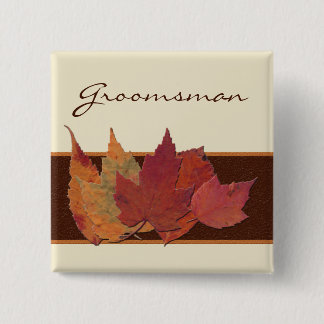 Badge Carré 5 Cm Épingle de mariage Brown orange ivoire séché Feuil