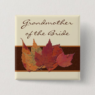 Badge Carré 5 Cm Épingle de mariage Brown orange ivoire séché Feuil