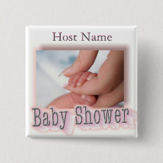Badge Carré 5 Cm Épingle du bouton du baby shower (nom de l'hôte),