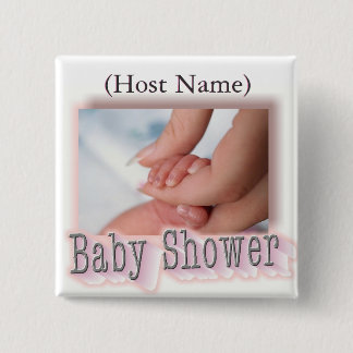 Badge Carré 5 Cm Épingle du bouton du baby shower (nom de l'hôte),