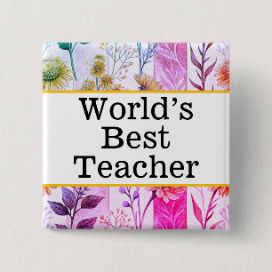 Badge Carré 5 Cm Épingle du meilleur professeur du monde