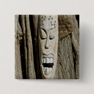 Badge Carré 5 Cm Épingle Masque Africain