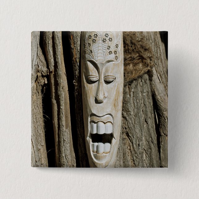 Badge Carré 5 Cm Épingle Masque Africain (Devant)