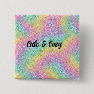 Badge Carré 5 Cm Épingle personnalisée pastel arc-en-ciel pailletée
