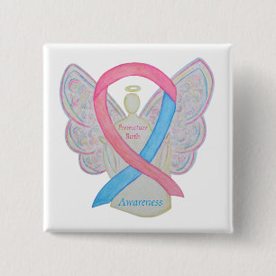 Badge Carré 5 Cm Épingle personnalisée ruban d'ange de sensibilisat