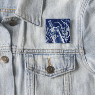 Badge Carré 5 Cm Épingle pinback cyanotype de bouteille océanique b