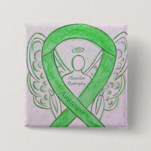 Badge Carré 5 Cm Épingle Ruban d'Ange Citron pour la Sensibilisatio