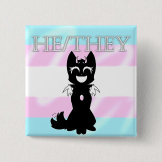 Badge Carré 5 Cm Épingle tranchante hybride (Lui/Eux)