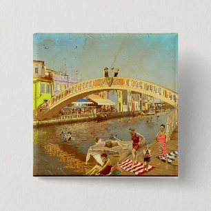Badge Carré 5 Cm Épingler Un Ponte dos Carcavelos. Aveiro (Portugal