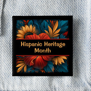 Badge Carré 5 Cm Épinglette carrée du Mois du patrimoine hispanique