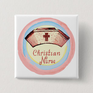 Badge Carré 5 Cm Épinglette Christian Nurse