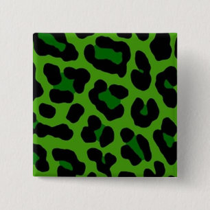 Badge Carré 5 Cm Épinglette Léopard Vert