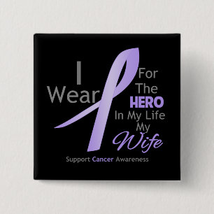 Badge Carré 5 Cm Épouse - héros dans ma vie - le Général Cancer