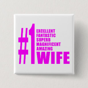Badge Carré 5 Cm Épouses modernes roses : Épouse du numéro un