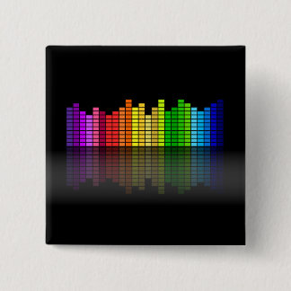 Badge Carré 5 Cm Equaliseur de musique coloré avec Réflexion, Techn